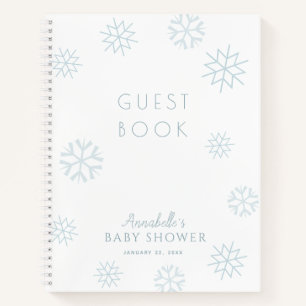 Blue Snowflake Boy Baby Shower Guest Book