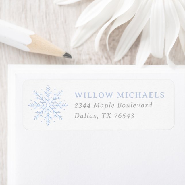 Blue Snowflake Boy Baby Shower Return Address Label (Insitu)