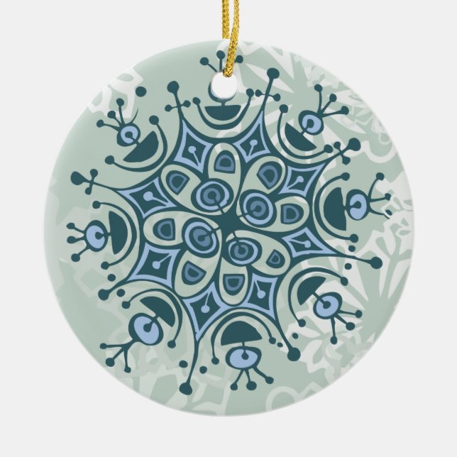 Blue Snowflake Ceramic Ornament (Front)