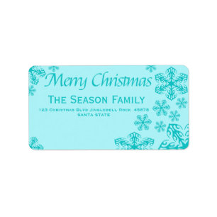 blue Snowflake Christmas  address label
