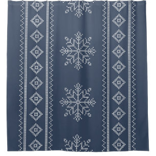 Blue snowflake christmas craft design shower curtain
