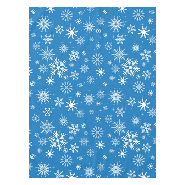 Blue Snowflake Christmas Design Tablecloth (Front)