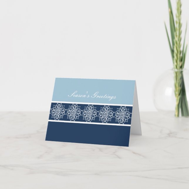 Blue Snowflake Christmas Greeting Cards (Front)