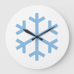 Blue Snowflake Christmas Large Clock