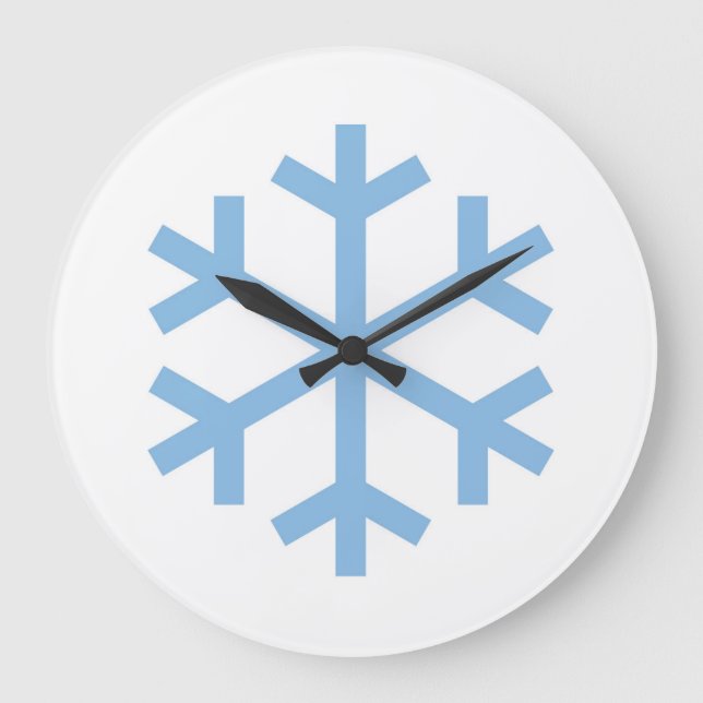 Blue Snowflake Christmas Large Clock (Front)