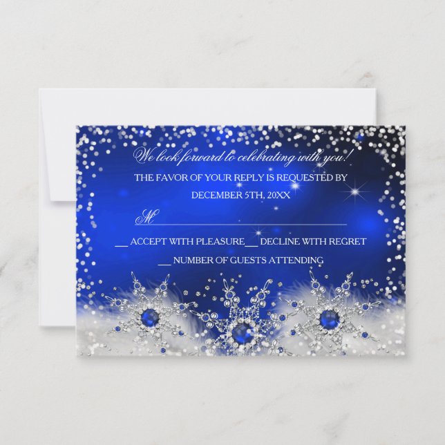 Blue Snowflake Christmas Party RSVP (Front)