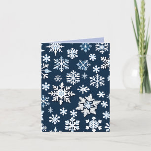 Blue Snowflake Christmas Photo Folded Card