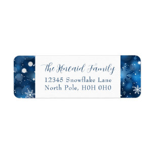 Blue Snowflake Christmas Return Address Label