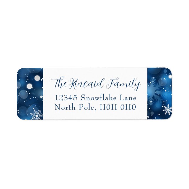 Blue Snowflake Christmas Return Address Label (Front)
