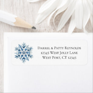 Blue Snowflake Christmas  Return Address Label