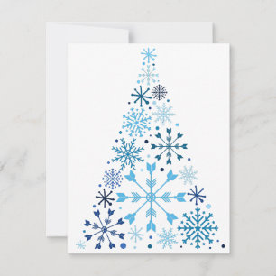 Blue Snowflake Christmas Tree Holiday Card