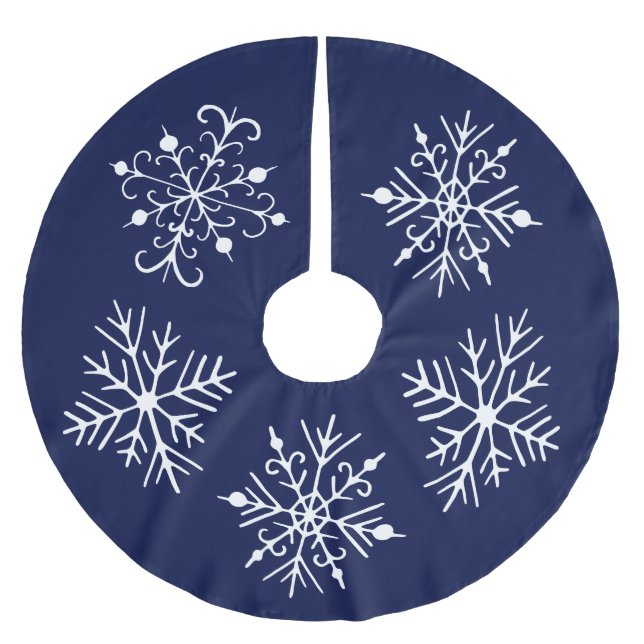 Blue Snowflake Christmas Tree Skirt (Front)