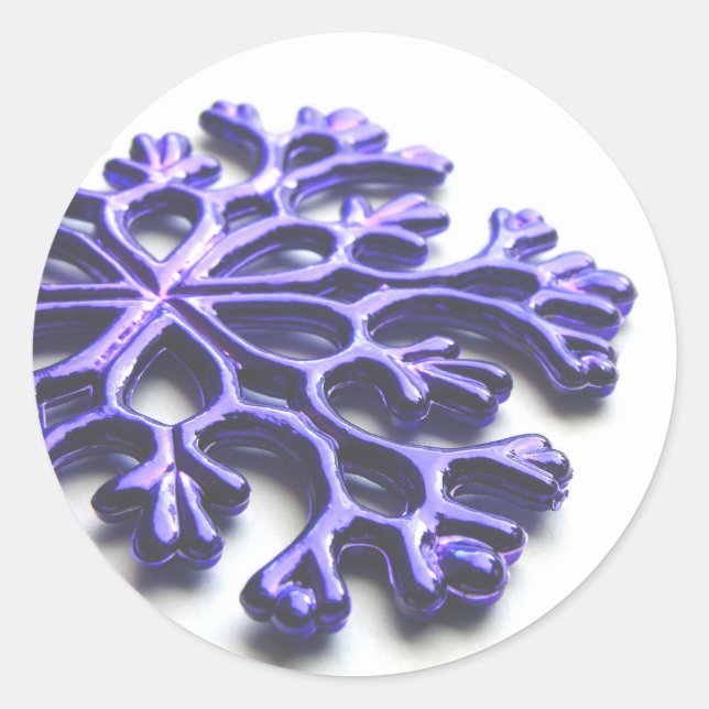 Blue Snowflake Classic Round Sticker (Front)