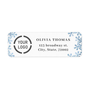 Blue snowflake company logo Return Address Label