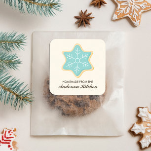 Blue Snowflake Cookie Square Sticker