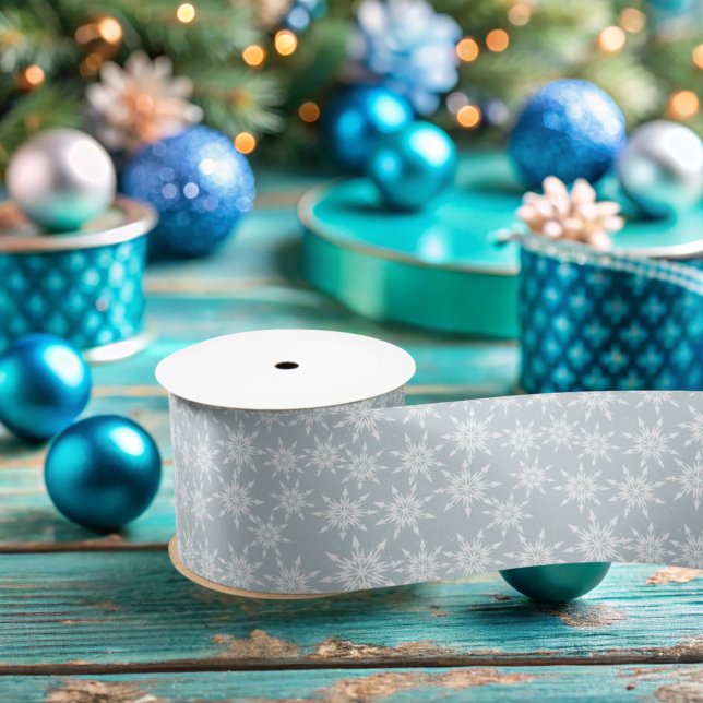 Blue Snowflake Coordinating  Satin Ribbon (Blue Snowflake ribbon)