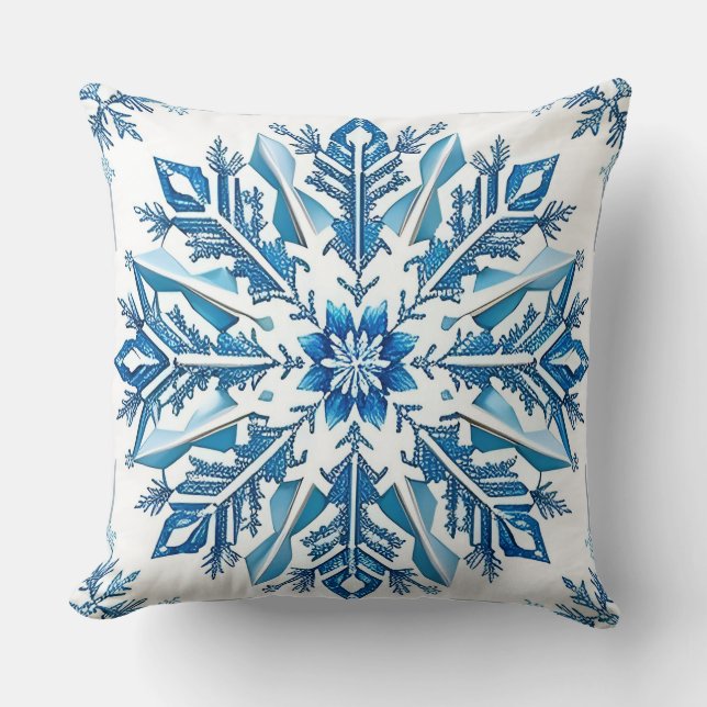 ❄️ Blue Snowflake Cosy Winter Home Style ✨ Cushion (Front)