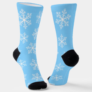 Blue Snowflake Crew Socks