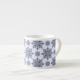 Blue Snowflake Damask Pattern Espresso Cup
