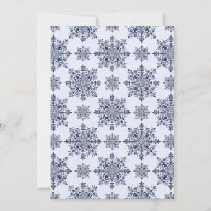Blue Snowflake Damask Pattern Holiday Card