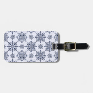 Blue Snowflake Damask Pattern Luggage Tag