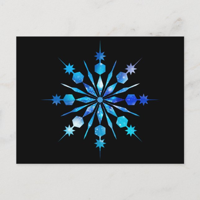 Blue Snowflake Design Postcard (Front)