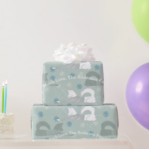 Blue Snowflake Family Name Shiba In Aztec Sweater Wrapping Paper