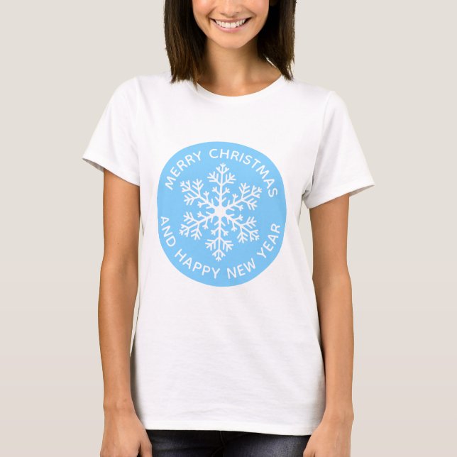 Blue Snowflake Festive T-Shirt (Front)