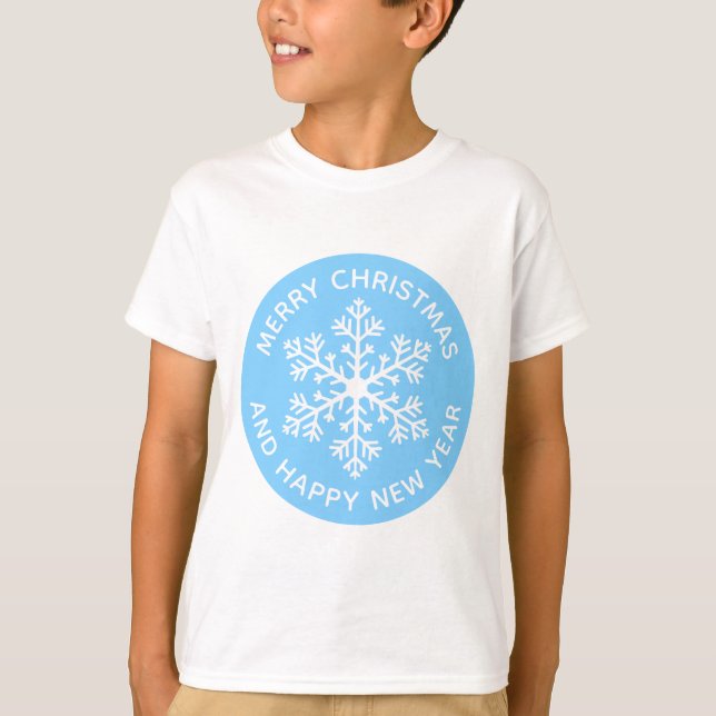 Blue Snowflake Festive T-Shirt (Child) (Front)