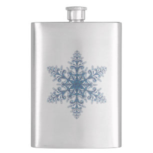 Blue Snowflake Flask