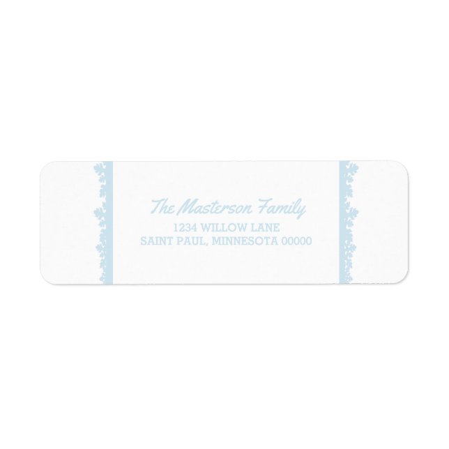 Blue Snowflake Frame Holiday Return Address Label (Front)