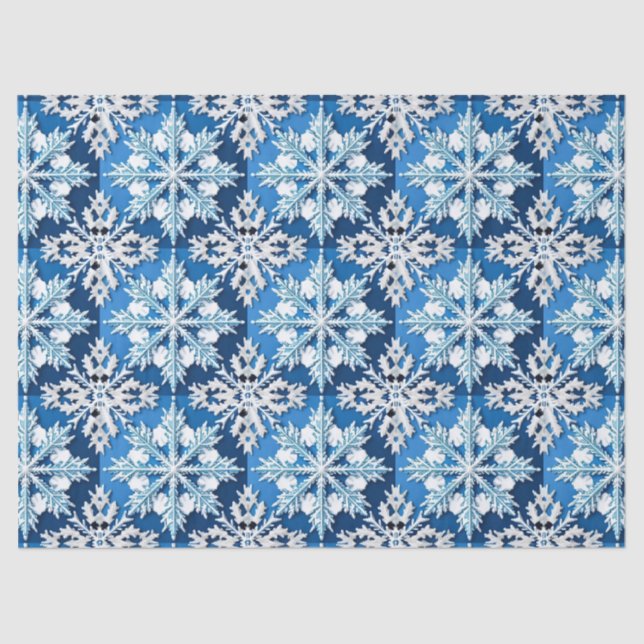 Blue Snowflake Glow 🎄 Elegant Winter Gift Tissue Paper (Front)