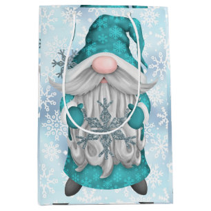 Blue Snowflake Gnome   Medium Gift Bag