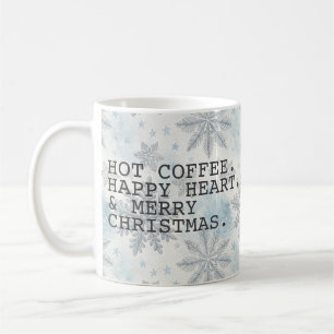 Blue Snowflake Hot Coffee Merry Christmas Mug