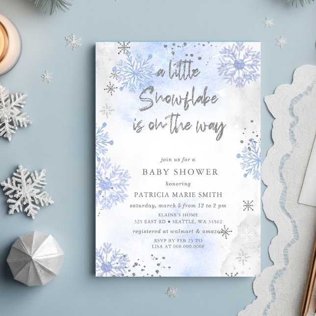 Blue Snowflake is on the way Winter Baby Shower Invitation (Blue Snowflake is on the way Winter Baby Shower Invitation)