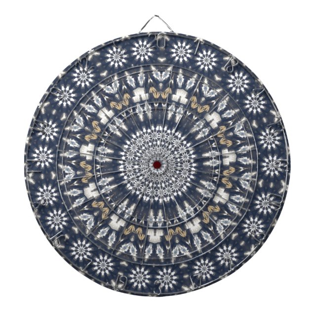 Blue Snowflake Kaleidoscope Dartboard (Front)