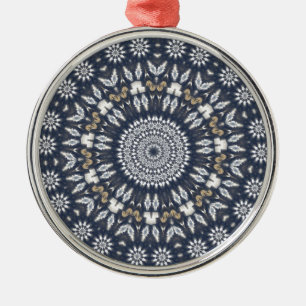 Blue Snowflake Kaleidoscope Metal Tree Decoration