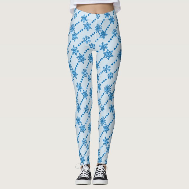Blue Snowflake Leggings (Front)