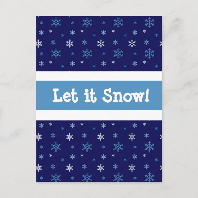Blue Snowflake "Let it snow" Postcard (Front)