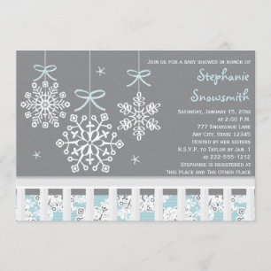 Blue Snowflake Mobile Crib Baby Shower Invitation