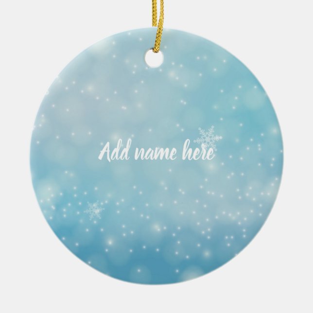 Blue Snowflake Ornament - Add Your Name (Front)