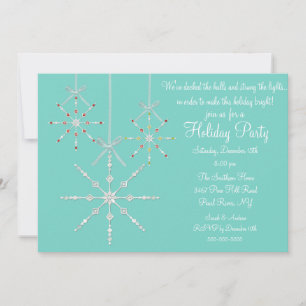 Blue Snowflake Ornament Christmas Party Invitation