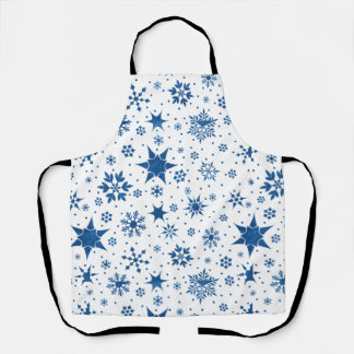 Blue Snowflake Pattern Apron