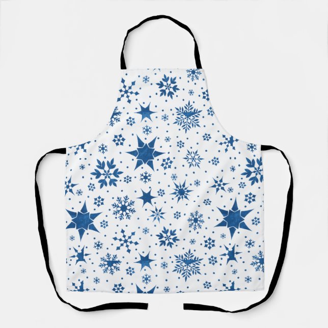 Blue Snowflake Pattern Apron (Front)
