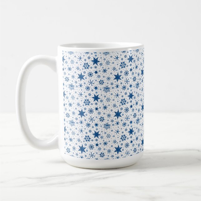 Blue Snowflake Pattern Coffee Mug (Left)