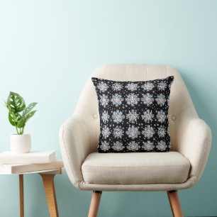 Blue Snowflake Pattern Cushion