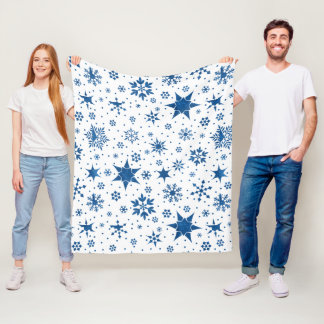 Blue Snowflake Pattern Fleece Blanket