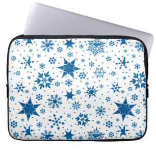 Blue Snowflake Pattern Laptop Sleeve