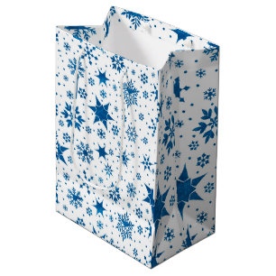 Blue Snowflake Pattern Medium Gift Bag