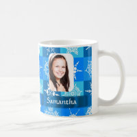 Blue snowflake pattern photo template